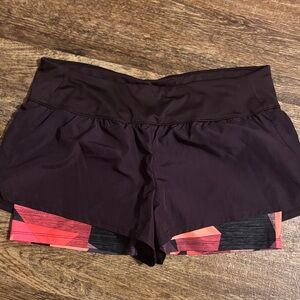 Champion Women's Dark Purple and Pink Athletic Shorts with built-in compression
